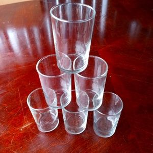 Set of six clear juice glasses